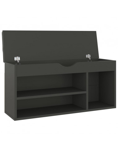 Panca Porta Scarpe con Cuscino Grigia 104x30x49cm Multistrato