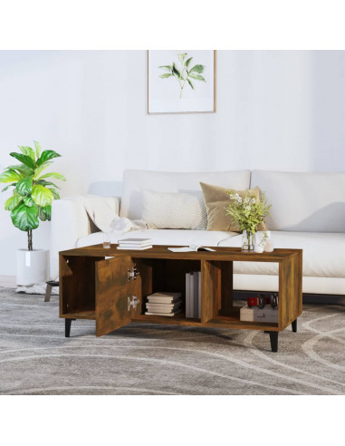 Tavolino da Salotto Rovere Fumo 102x50x40 cm Legno Multistrato