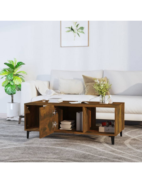 Tavolino da Salotto Rovere Fumo 102x50x40 cm Legno Multistrato