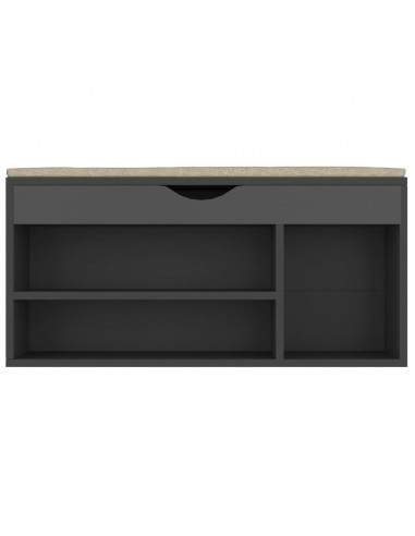 Panca Porta Scarpe con Cuscino Grigia 104x30x49cm Multistrato