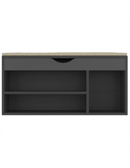 Panca Porta Scarpe con Cuscino Grigia 104x30x49cm Multistrato