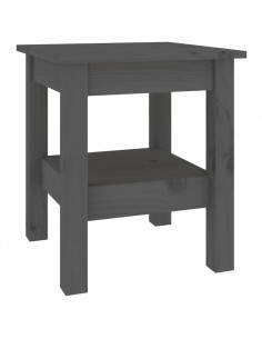 Tavolino da Salotto Grigio 35x35x40 cm Legno Massello di Pino 2