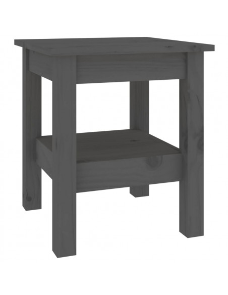 Tavolino da Salotto Grigio 35x35x40 cm Legno Massello di Pino