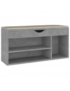 Panca Scarpe con Cuscino Grigio Cemento 104x30x49cm Multistrato 2
