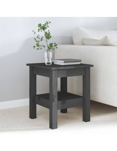 Tavolino da Salotto Grigio 35x35x40 cm Legno Massello di Pino