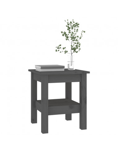 Tavolino da Salotto Grigio 35x35x40 cm Legno Massello di Pino