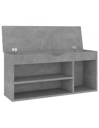 Panca Scarpe con Cuscino Grigio Cemento 104x30x49cm Multistrato