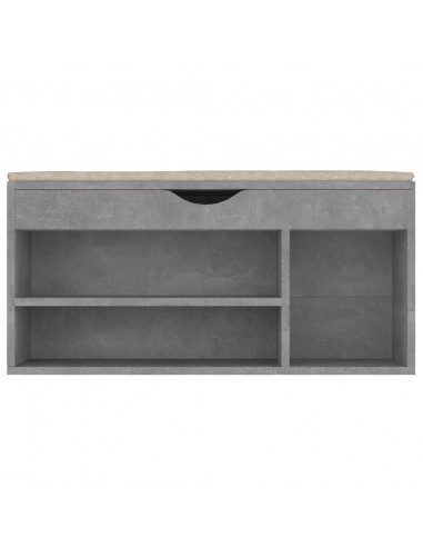 Panca Scarpe con Cuscino Grigio Cemento 104x30x49cm Multistrato