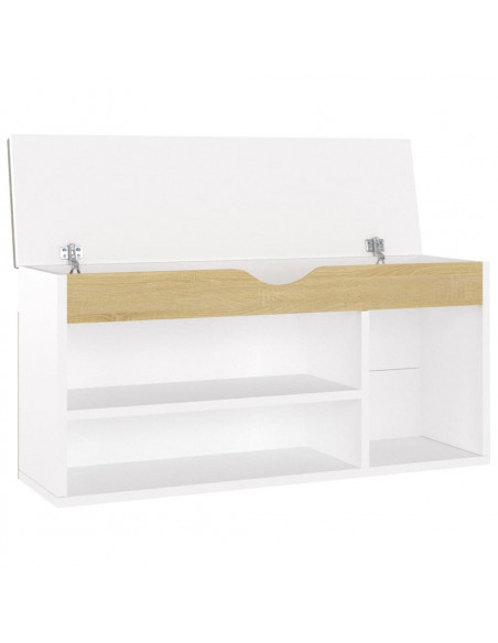 Panca Scarpe Cuscino Bianco Rovere Sonoma 104x30x49 Multistrato