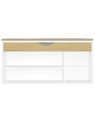 Panca Scarpe Cuscino Bianco Rovere Sonoma 104x30x49 Multistrato