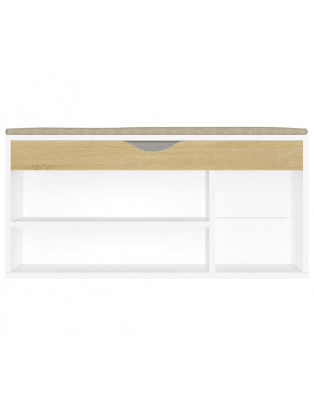 Panca Scarpe Cuscino Bianco Rovere Sonoma 104x30x49 Multistrato