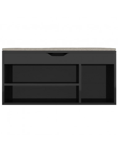 Panca Porta Scarpe Cuscino Nero Lucido 104x30x49cm Multistrato
