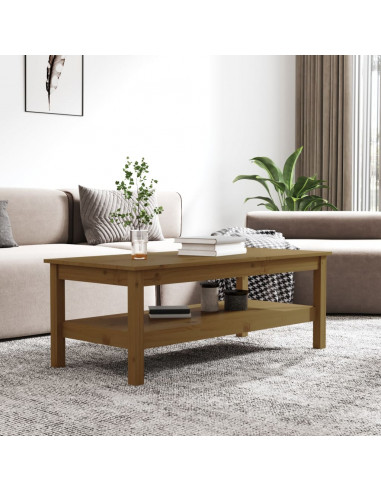Tavolino da Salotto Miele 110x50x40 cm Legno Massello di Pino