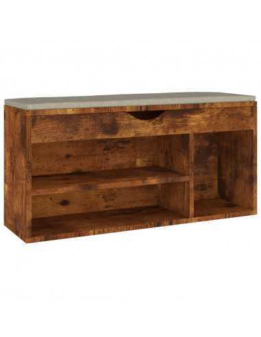 Panca Porta Scarpe Cuscino Rovere Fumo 104x30x49cm Multistrato