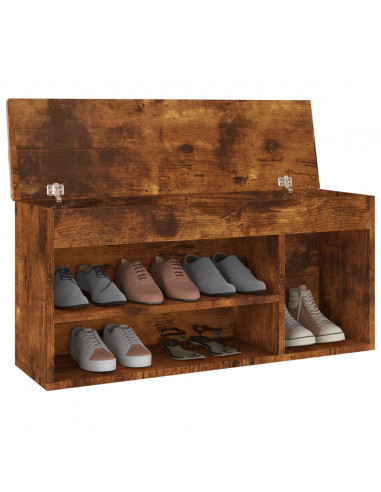 Panca Porta Scarpe Cuscino Rovere Fumo 104x30x49cm Multistrato