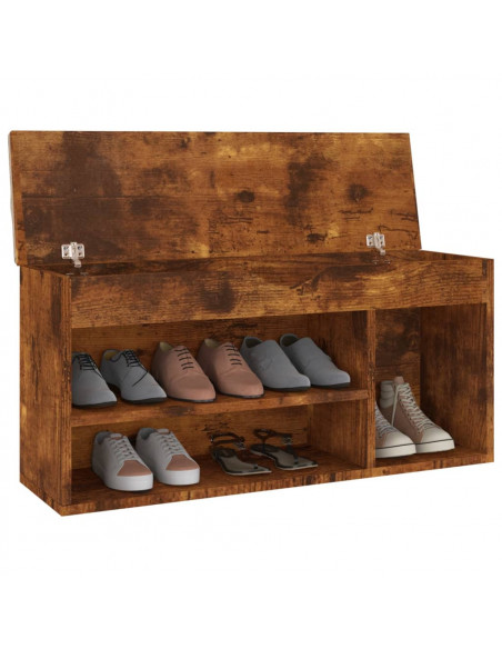 Panca Porta Scarpe Cuscino Rovere Fumo 104x30x49cm Multistrato