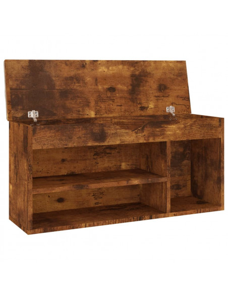 Panca Porta Scarpe Cuscino Rovere Fumo 104x30x49cm Multistrato
