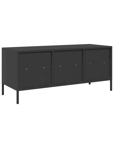 Mobile TV Nero 101,5x39x43,5 cm in Acciaio Laminato a Freddo