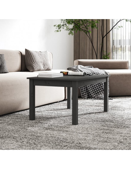 Tavolino da Salotto Grigio 80x50x40 cm Legno Massello di Pino
