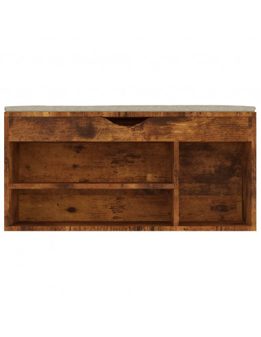 Panca Porta Scarpe Cuscino Rovere Fumo 104x30x49cm Multistrato