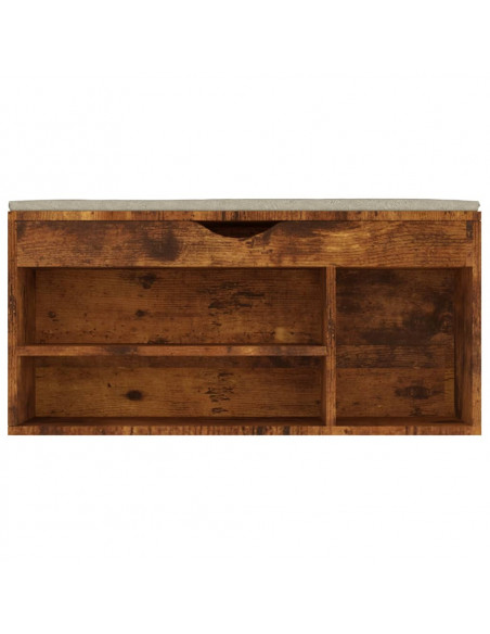 Panca Porta Scarpe Cuscino Rovere Fumo 104x30x49cm Multistrato