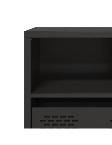 Mobile TV Nero 101,5x39x43,5 cm in Acciaio Laminato a Freddo