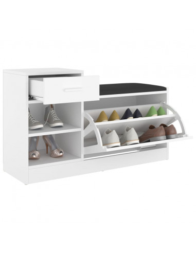 Panca Porta Scarpe Bianca 94,5x31x57 cm in Legno Multistrato