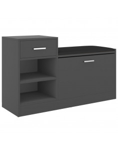 Panca Porta Scarpe Grigia 94,5x31x57 cm in Legno Multistrato 2