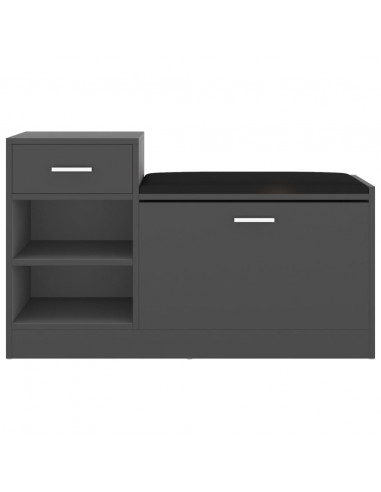 Panca Porta Scarpe Grigia 94,5x31x57 cm in Legno Multistrato