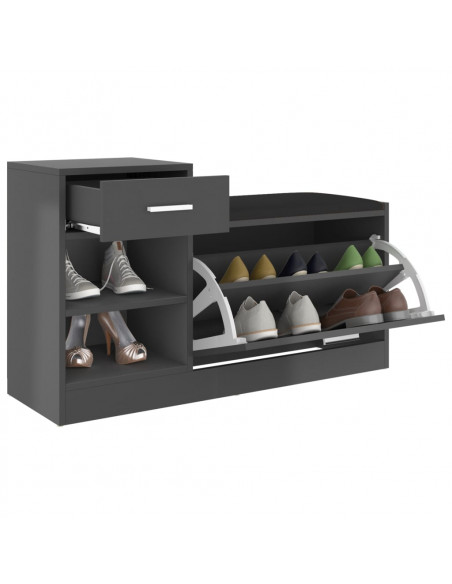 Panca Porta Scarpe Grigia 94,5x31x57 cm in Legno Multistrato