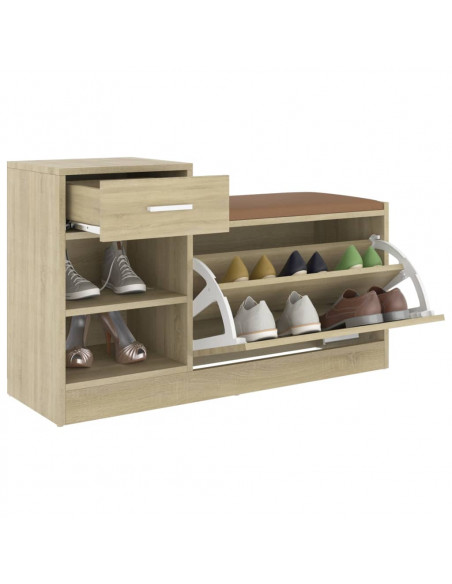 Panca Porta Scarpe Rovere Sonoma 94,5x31x57cm Legno Multistrato