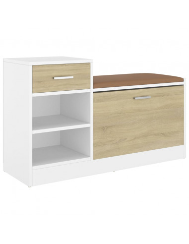 Panca Porta Scarpe Bianca Rovere Sonoma 94,5x31x57 Multistrato
