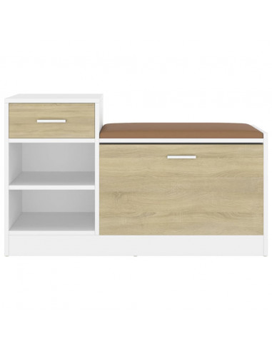 Panca Porta Scarpe Bianca Rovere Sonoma 94,5x31x57 Multistrato