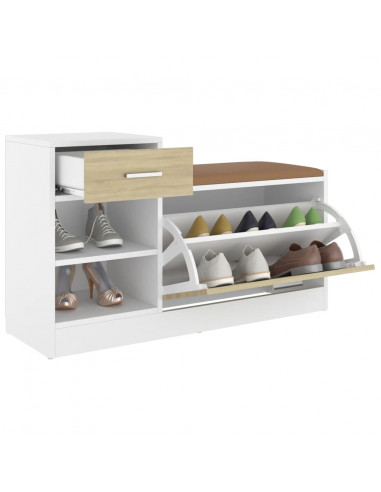 Panca Porta Scarpe Bianca Rovere Sonoma 94,5x31x57 Multistrato