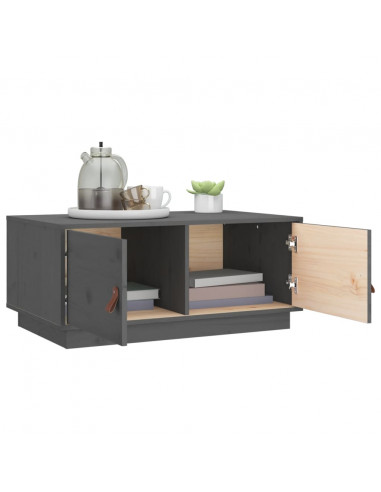 Tavolino da Salotto Grigio 80x50x35cm in Legno Massello di Pino