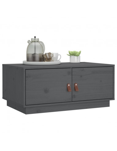 Tavolino da Salotto Grigio 80x50x35cm in Legno Massello di Pino