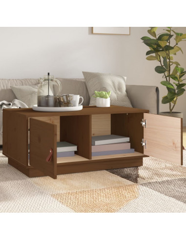 Tavolino da Salotto Miele 80x50x35 cm in Legno Massello di Pino