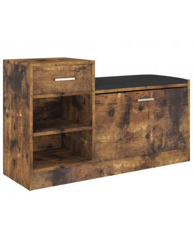 Panca Porta Scarpe Rovere Fumo 94,5x31x57cm Legno Multistrato