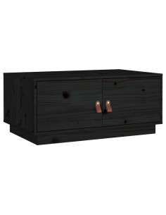 Tavolino da Salotto Nero 80x50x35 cm in Legno Massello di Pino 2