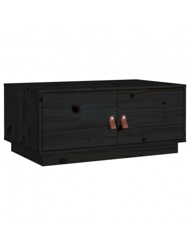 Tavolino da Salotto Nero 80x50x35 cm in Legno Massello di Pino