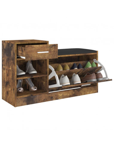 Panca Porta Scarpe Rovere Fumo 94,5x31x57cm Legno Multistrato