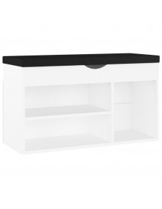 Panca Porta Scarpe con Cuscino Bianca 80x30x47cm Multistrato 2