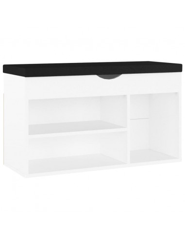 Panca Porta Scarpe con Cuscino Bianca 80x30x47cm Multistrato