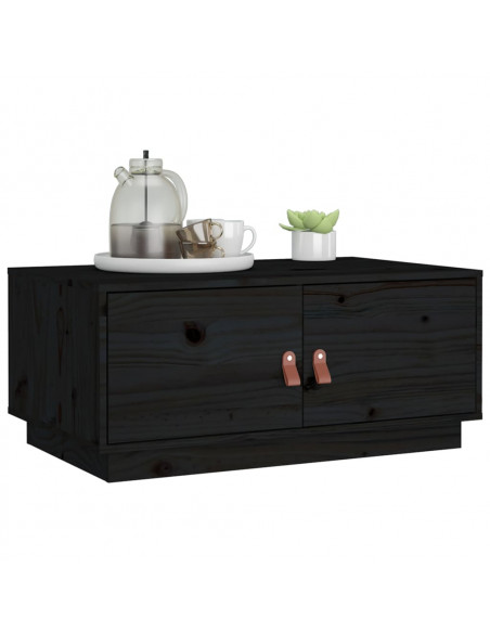 Tavolino da Salotto Nero 80x50x35 cm in Legno Massello di Pino