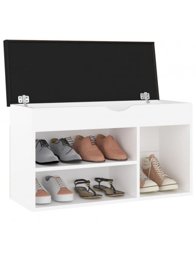 Panca Porta Scarpe con Cuscino Bianca 80x30x47cm Multistrato