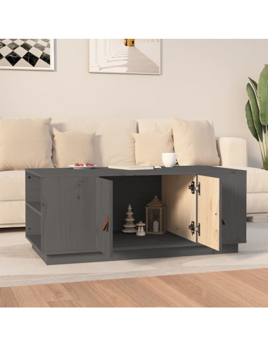 Tavolino da Salotto Grigio 100x50x41 cm Legno Massello di Pino