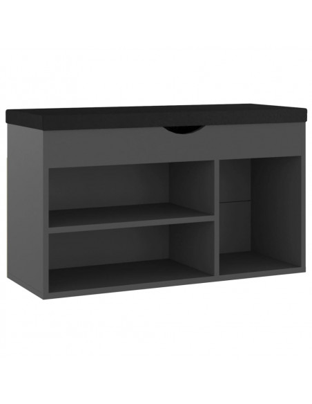 Panca Porta Scarpe con Cuscino Grigia 80x30x47cm Multistrato