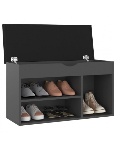 Panca Porta Scarpe con Cuscino Grigia 80x30x47cm Multistrato