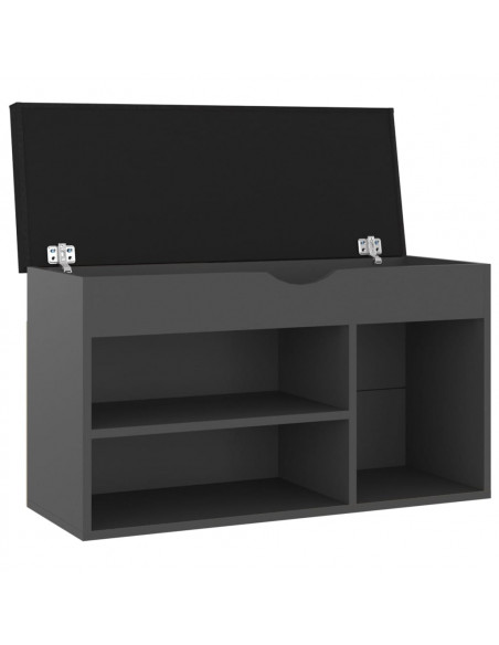 Panca Porta Scarpe con Cuscino Grigia 80x30x47cm Multistrato
