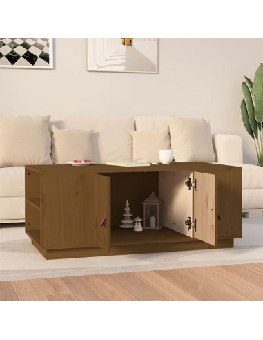 Tavolino da Salotto Miele 100x50x41cm in Legno Massello di Pino